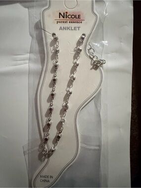 Nicole Silver Bead Bracelet with Link Chain